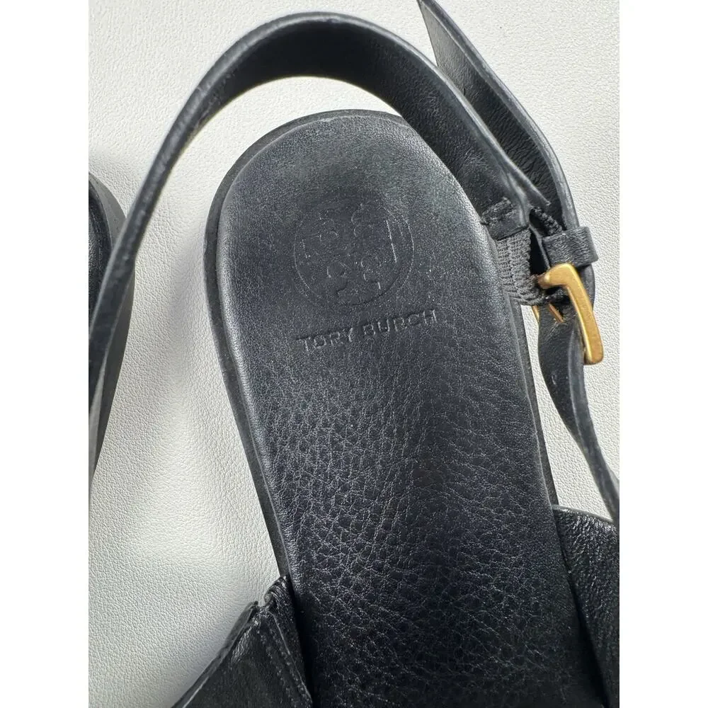Tory Burch Sandals Womens Size 10 Black Benton 2 Flat Thong Flats